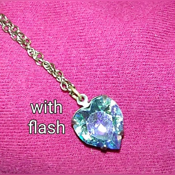 Rainbow Iridescent Glass Heart Pendant - Picture 13 of 17